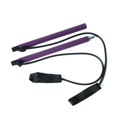Portable Yoga Exercise Pilates Bar with Foot Loops for Total Body Workout Esg12863